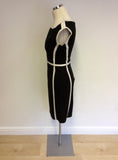 KAREN MILLEN BLACK & WHITE TRIM PENCIL DRESS SIZE 10 - Whispers Dress Agency - Sold - 2