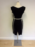 KAREN MILLEN BLACK & WHITE TRIM PENCIL DRESS SIZE 10 - Whispers Dress Agency - Sold - 3