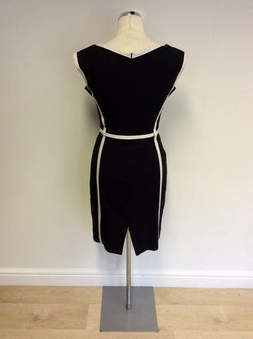 KAREN MILLEN BLACK & WHITE TRIM PENCIL DRESS SIZE 10 - Whispers Dress Agency - Sold - 3