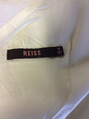 REISS CREAM SCOOP NECKLINE PLEATED TRIM OCCASION DRESS SIZE 8