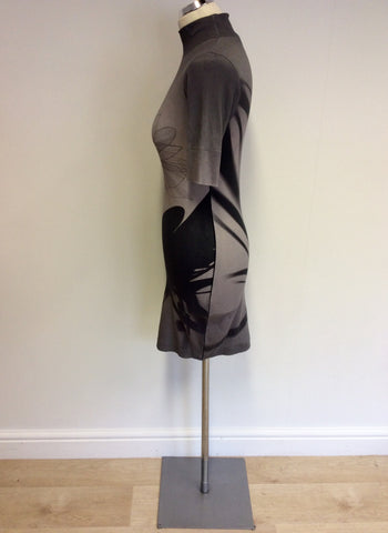 MARCCAIN GREY & BLACK PRINT STRETCH BODYCON DRESS SIZE N1 UK 8/10 - Whispers Dress Agency - Womens Dresses - 2