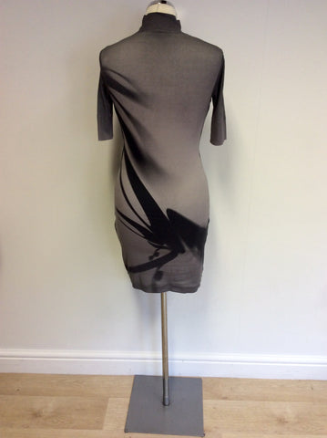 MARCCAIN GREY & BLACK PRINT STRETCH BODYCON DRESS SIZE N1 UK 8/10 - Whispers Dress Agency - Womens Dresses - 3