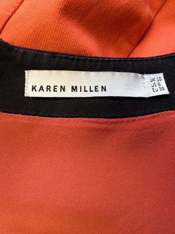 KAREN MILLEN ORANGE & BLACK TRIM COTTON DRESS SIZE 10 - Whispers Dress Agency - Womens Dresses - 5