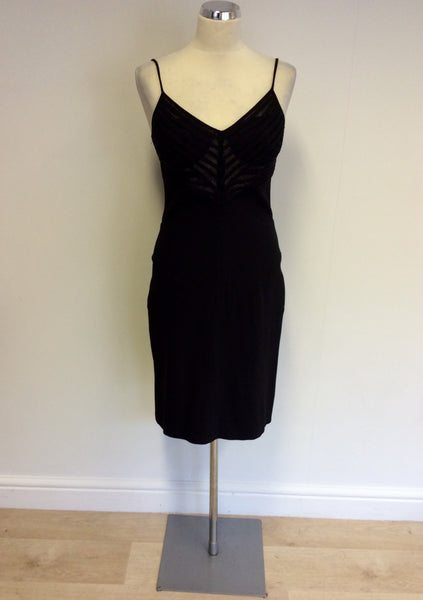 LA PERLA BLACK STRAPPY LACE TRIM COCKTAIL DRESS SIZE 42 UK 10