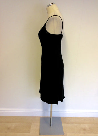 LA PERLA BLACK STRAPPY LACE TRIM COCKTAIL DRESS SIZE 42 UK 10
