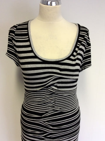 DESIGNER NICOLE MILLER  BLACK & GREY STRIPE DRESS SIZE M - Whispers Dress Agency - Womens Dresses - 2