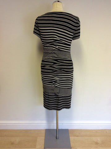 DESIGNER NICOLE MILLER  BLACK & GREY STRIPE DRESS SIZE M - Whispers Dress Agency - Womens Dresses - 5