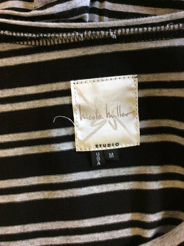 DESIGNER NICOLE MILLER  BLACK & GREY STRIPE DRESS SIZE M - Whispers Dress Agency - Womens Dresses - 6