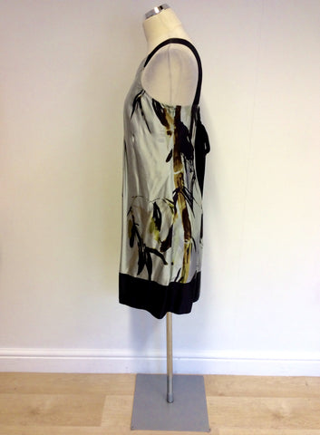TED BAKER GREY & BLACK PRINT SILK DRESS SIZE 2 UK 8/10 - Whispers Dress Agency - Womens Dresses - 2
