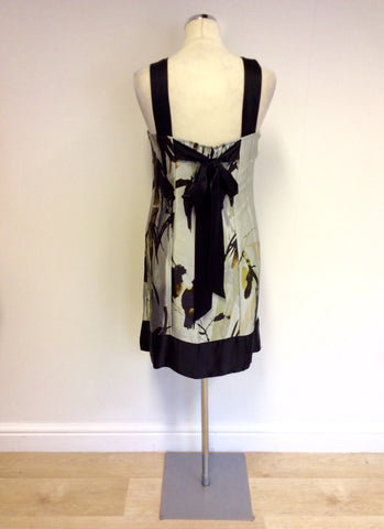 TED BAKER GREY & BLACK PRINT SILK DRESS SIZE 2 UK 8/10 - Whispers Dress Agency - Womens Dresses - 3