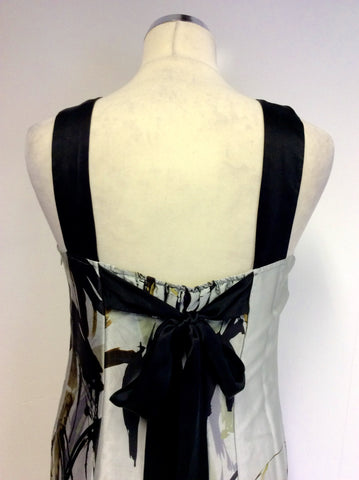 TED BAKER GREY & BLACK PRINT SILK DRESS SIZE 2 UK 8/10 - Whispers Dress Agency - Womens Dresses - 4