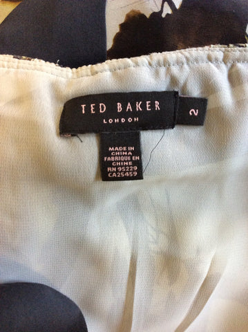 TED BAKER GREY & BLACK PRINT SILK DRESS SIZE 2 UK 8/10 - Whispers Dress Agency - Womens Dresses - 5