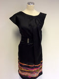 KAREN MILLEN BLACK & MULTI COLOURED PRINT SILK DRESS SIZE 10 - Whispers Dress Agency - Womens Dresses - 2