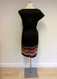 KAREN MILLEN BLACK & MULTI COLOURED PRINT SILK DRESS SIZE 10 - Whispers Dress Agency - Womens Dresses - 5