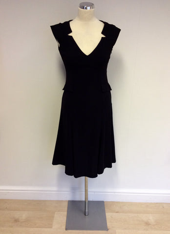 KAREN MILLEN BLACK V NECKLINE DRESS SIZE 10 - Whispers Dress Agency - Womens Dresses - 1