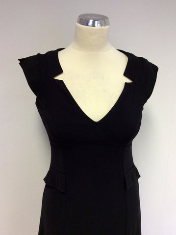 KAREN MILLEN BLACK V NECKLINE DRESS SIZE 10 - Whispers Dress Agency - Womens Dresses - 2