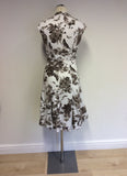 KAREN MILLEN BROWN & WHITE FLORAL PRINT COTTON DRESS SIZE 10 - Whispers Dress Agency - Womens Dresses - 4