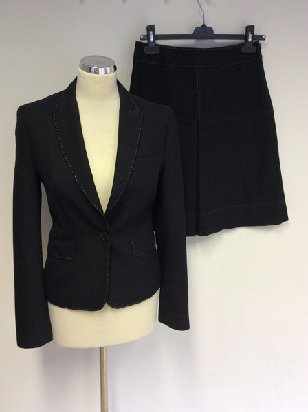 WHISTLES BLACK STITCH TRIM SKIRT SUIT SIZE 8 - Whispers Dress Agency - Sold - 1