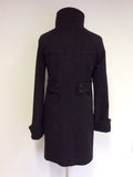 REISS BLACK WOOL BLEND KNEE LENGTH COAT SIZE XS - Whispers Dress Agency - Womens Coats & Jackets - 4