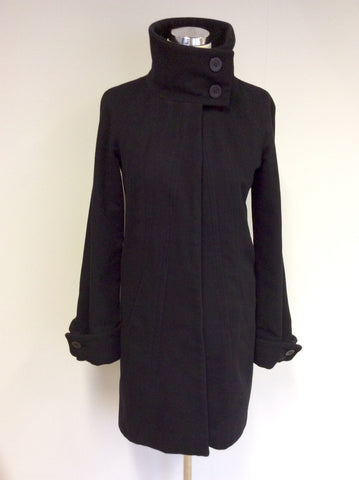 REISS BLACK WOOL BLEND KNEE LENGTH COAT SIZE XS - Whispers Dress Agency - Womens Coats & Jackets - 1