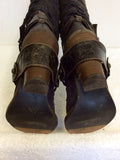 MADE IN ITALY BROWN LEATHER COWBOY STYLE BOOTS SIZE 3.5 / 36