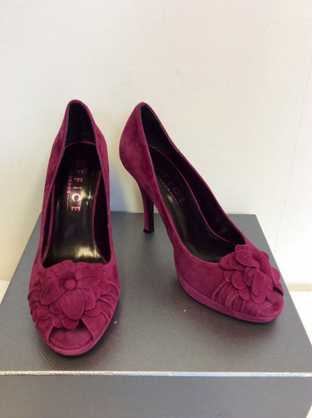 BRAND NEW OFFICE DEEP PINK SUEDE PEEPTOE HEELS SIZE 7/40