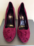 BRAND NEW OFFICE DEEP PINK SUEDE PEEPTOE HEELS SIZE 7/40