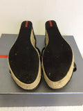 PRADA BLACK LEATHER WEDGE HEEL SLIP ON MULES SIZE 4/37 - Whispers Dress Agency - Womens Wedges - 5