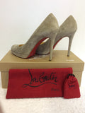 CHRISTIAN LOUBOUTIN BEIGE SUEDE HEELS SIZE 7/41