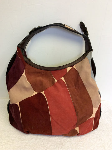 EMILIO PUCCI MULTI COLOURED PRINT CORDUROY & LEATHER SHOULDER BAG