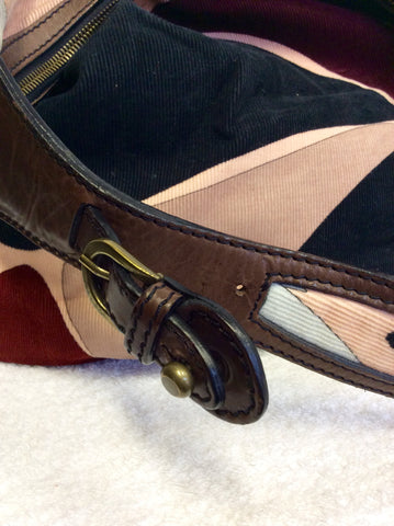 EMILIO PUCCI MULTI COLOURED PRINT CORDUROY & LEATHER SHOULDER BAG