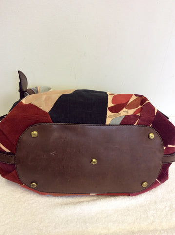 EMILIO PUCCI MULTI COLOURED PRINT CORDUROY & LEATHER SHOULDER BAG