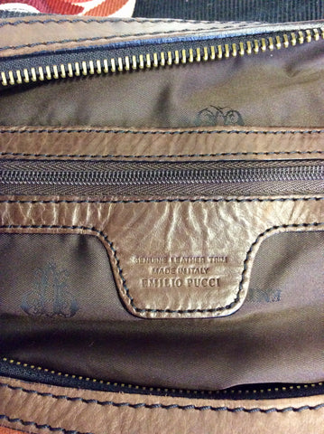 EMILIO PUCCI MULTI COLOURED PRINT CORDUROY & LEATHER SHOULDER BAG