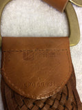 LINEA PELLE TAN PLAITED BRASS D RING FASTEN WIDE BELT SIZE L