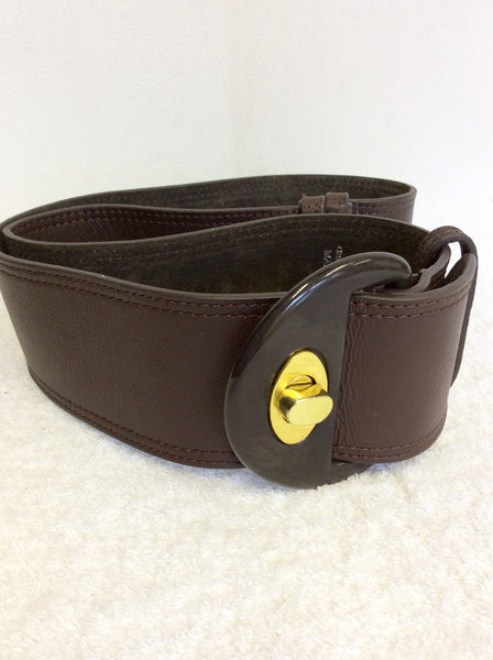 STEVE MADDEN DARK BROWN LEATHER TWIST LOCK BELT ONE SIZE