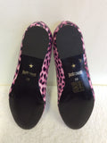 BRAND NEW JUST CAVALLI PINK LEOPARD PRINT LEATHER FLAT SHOES SIZE 6/39 - Whispers Dress Agency - Womens Flats - 3
