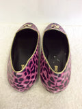 BRAND NEW JUST CAVALLI PINK LEOPARD PRINT LEATHER FLAT SHOES SIZE 6/39 - Whispers Dress Agency - Womens Flats - 4