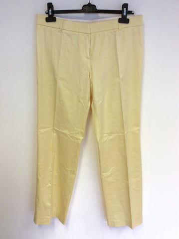 WHISTLES PALE LEMON COTTON BLEND TROUSERS SIZE 14