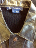 EARL JEANS DARK BROWN LEATHER FRONT & BLACK KNIT CARDIGAN/ JACKET SIZE M