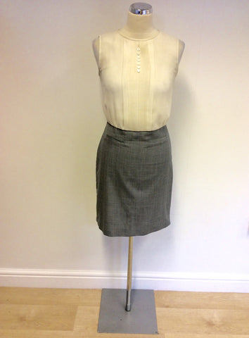 NW3 BY HOBBS IVORY & GREY SKIRT PENCIL DRESS SIZE 8
