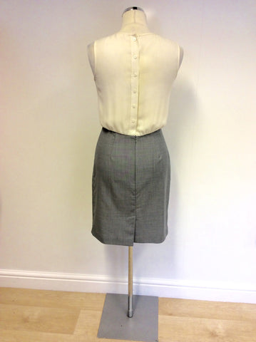 NW3 BY HOBBS IVORY & GREY SKIRT PENCIL DRESS SIZE 8
