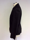 AUSTIN REED BLACK ASYMETRIC BUTTON FASTEN WOOL JACKET SIZE 19