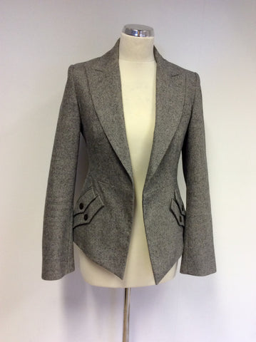 KAREN MILLEN GREY WOOL BLEND JACKET SIZE 10