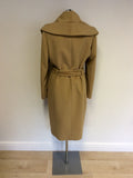 HOBBS CAMEL ANGORA & WOOL BELTED KNEE LENGTH COAT SIZE 12