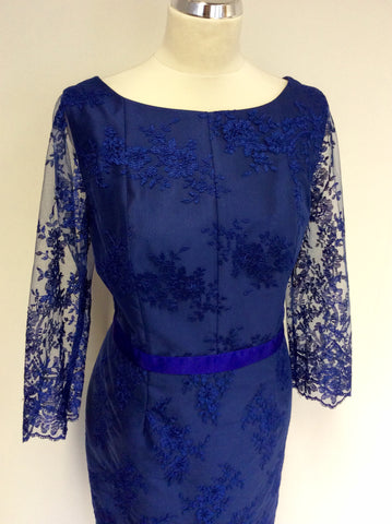 BRAND NEW CARLA RUIZ BLUE LACE SPECIAL OCCASION DRESS SIZE 46 UK 18
