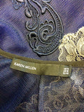 KAREN MILLEN DARK BLUE & GREY LACE TRIM DRESS SIZE 14