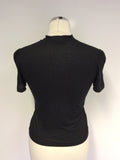PRADA BLACK TIE NECK SHORT SLEEVE TOP SIZE M