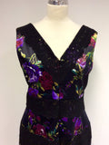STAR BY JULIEN MACDONALD BLACK FLORAL PRINT PENCIL DRESS SIZE 18