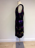 STAR BY JULIEN MACDONALD BLACK FLORAL PRINT PENCIL DRESS SIZE 18