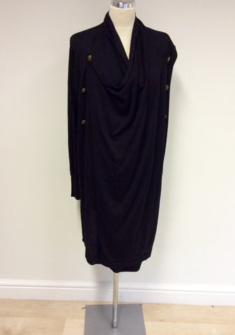 BRAND NEW MARKS & SPENCER BLACK WRAP ACROSS FRONT LONG CARDIGAN SIZE 14